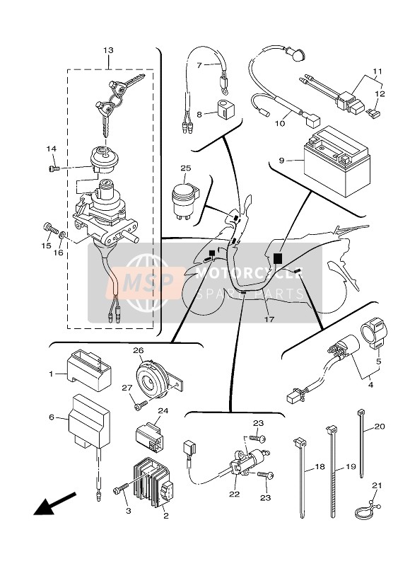 5WGH33500000, Relais Des Clignotan, Yamaha, 1